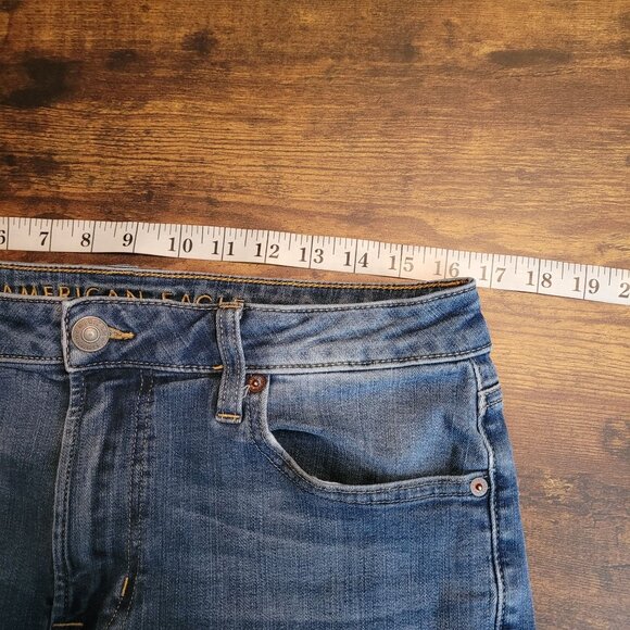 American Eagle Jeans Size 33x34 Measures 33x32 Flex Original Boot Medium Light - Picture 7 of 11